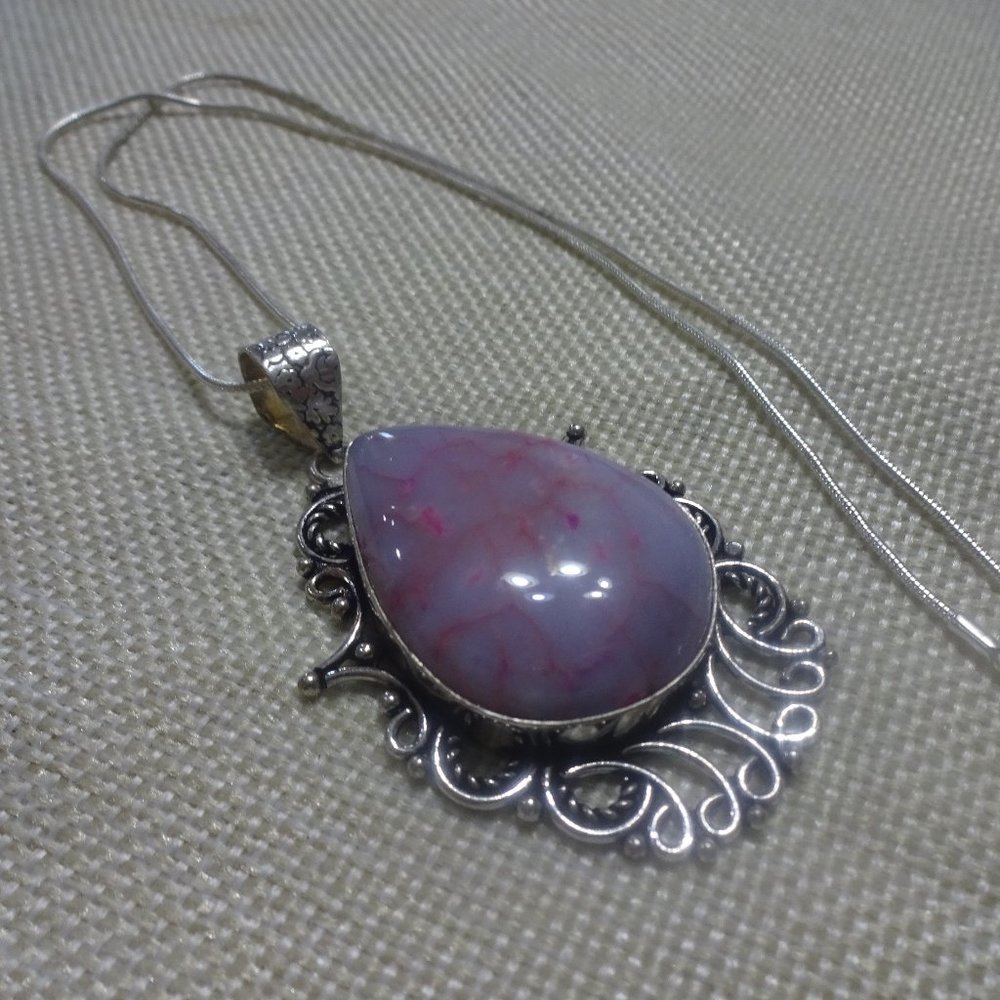 Gorgeous "PINK SOLAR AGATE" Handmade Sterling Pendant/Chain #117B